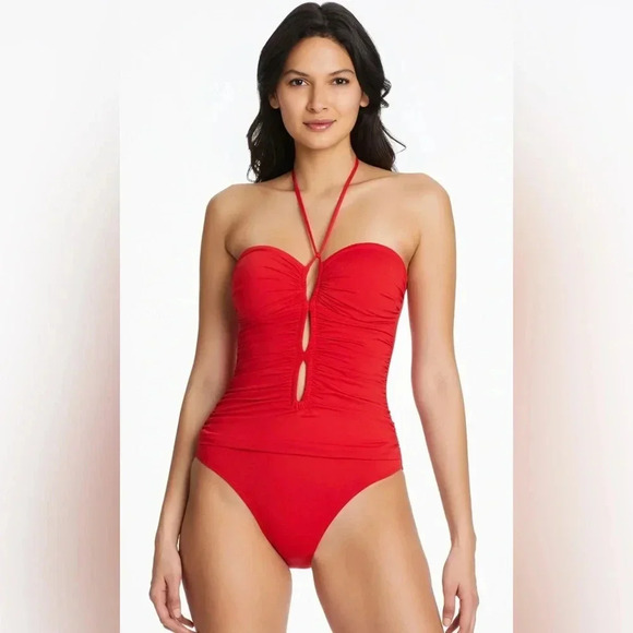 Bleu Rod Beattie All Tied Up Cozumel Bandeau One Piece Size 6 - Picture 2 of 7